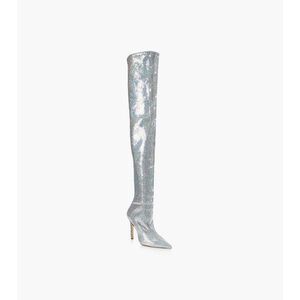 Stuart Weitzman Womens Ultrastuart Xcurve Over The Knee Boots Silver Sz 7